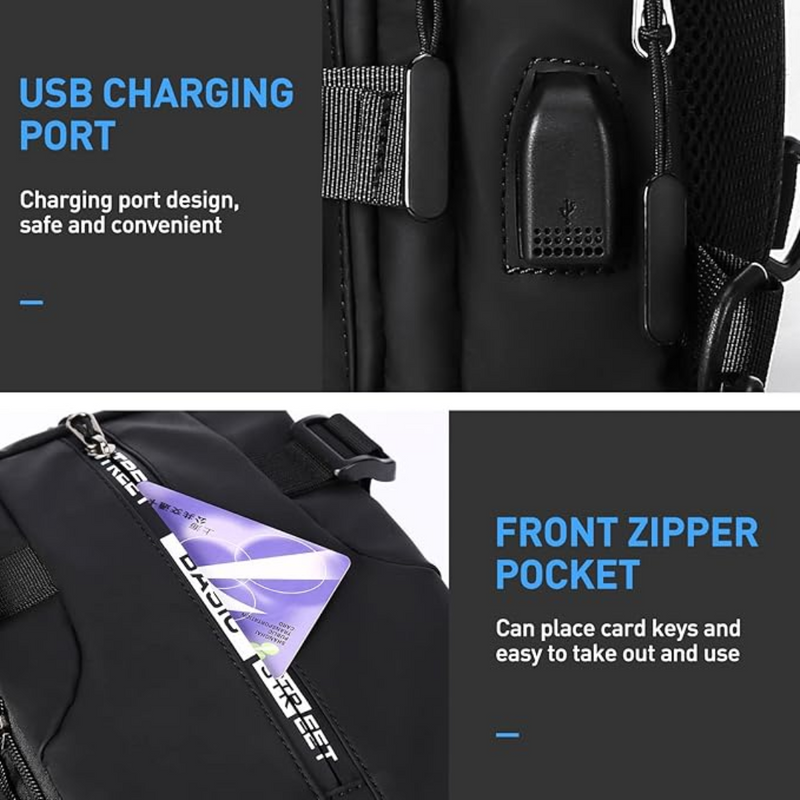 Compact Crossbody Sling Backpack - UrbanLite-Black Small-State of Style
