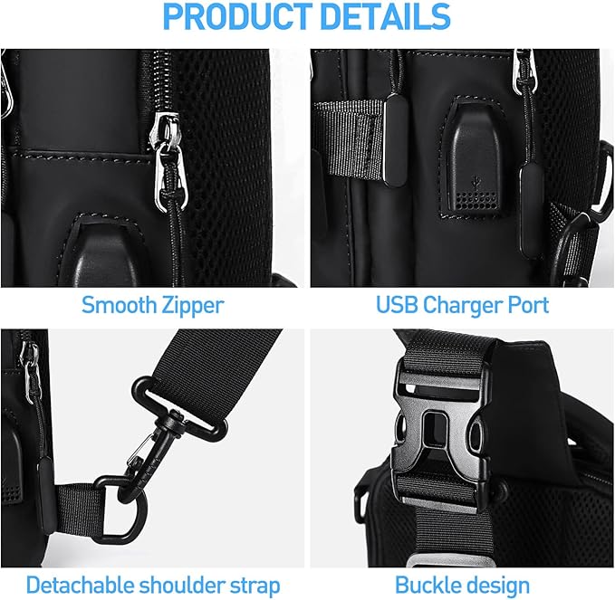 Compact Crossbody Sling Backpack - UrbanLite-Black Small-State of Style