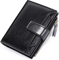 Compact Multi-Functional Leather Wallet – RFID Blocking-Black-State of Style