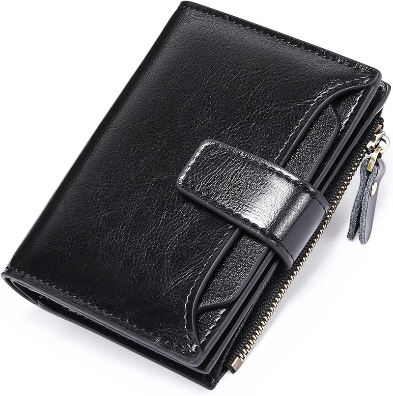Compact Multi-Functional Leather Wallet – RFID Blocking-Black-State of Style