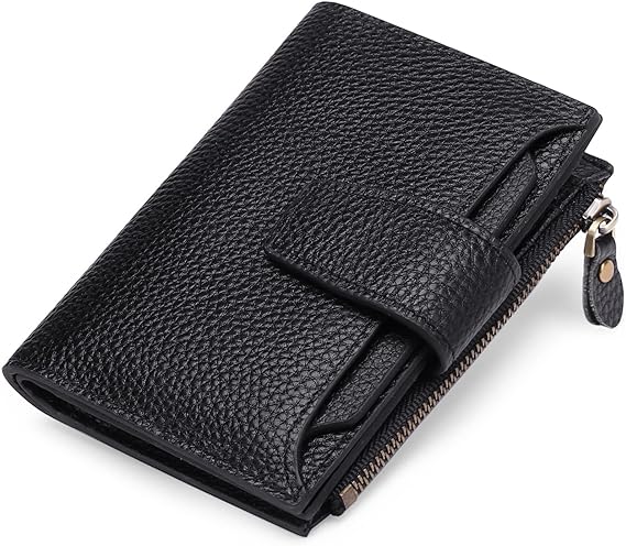 Compact Multi-Functional Leather Wallet – RFID Blocking-Elegant Black-State of Style