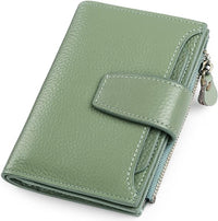 Compact Multi-Functional Leather Wallet – RFID Blocking-Light Green-State of Style