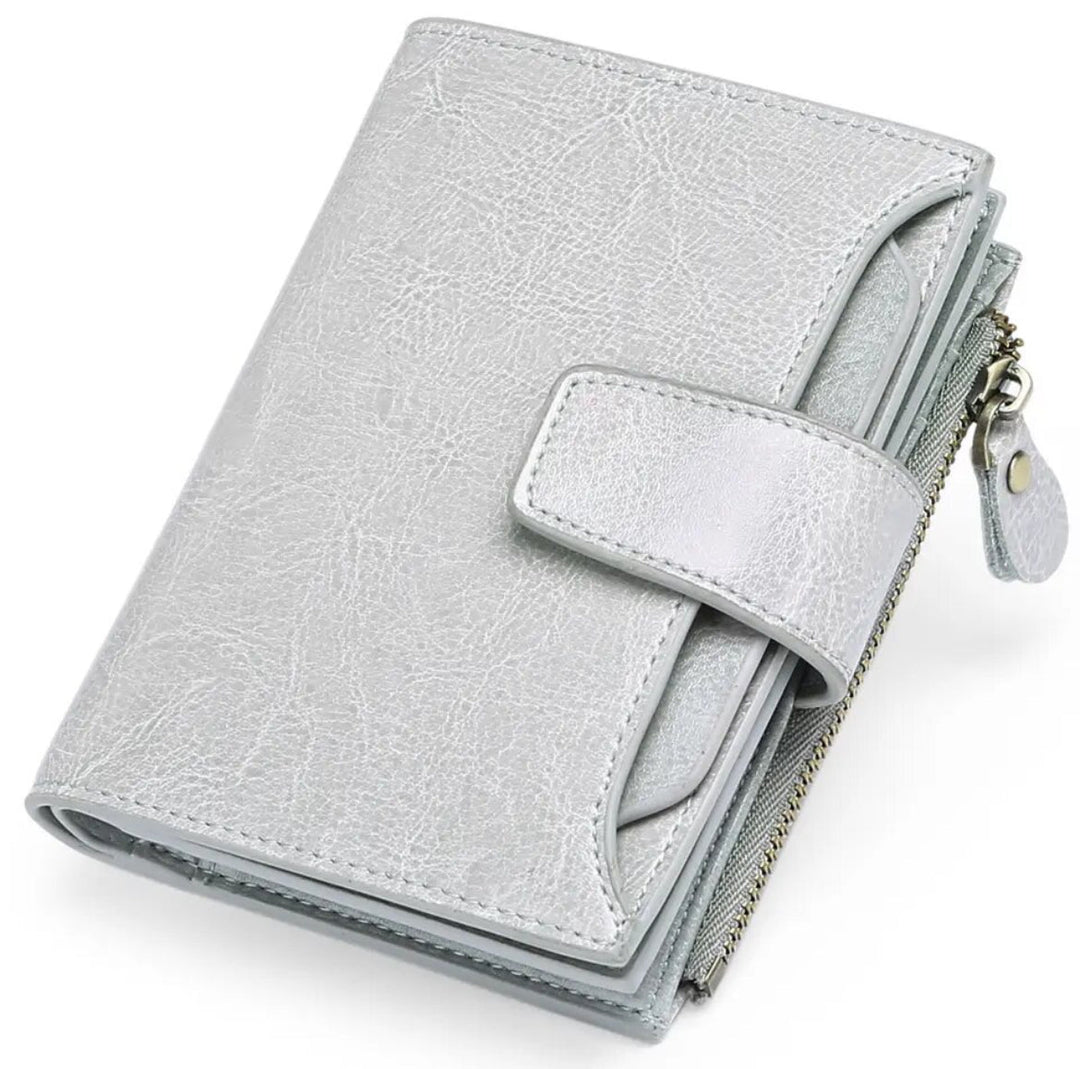 Compact Multi-Functional Leather Wallet – RFID Blocking-Light Grey-State of Style