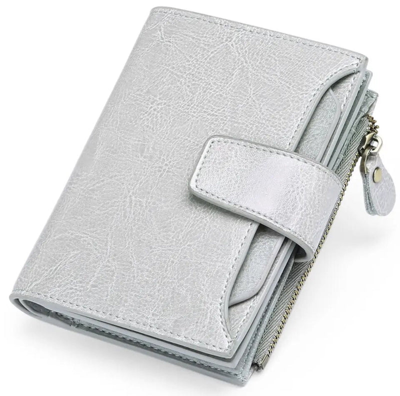 Compact Multi-Functional Leather Wallet – RFID Blocking-Light Grey-State of Style