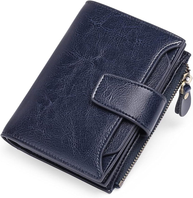 Compact Multi-Functional Leather Wallet – RFID Blocking-Navy Blue-State of Style