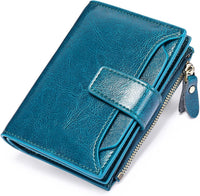 Compact Multi-Functional Leather Wallet – RFID Blocking-Peacock Blue-State of Style