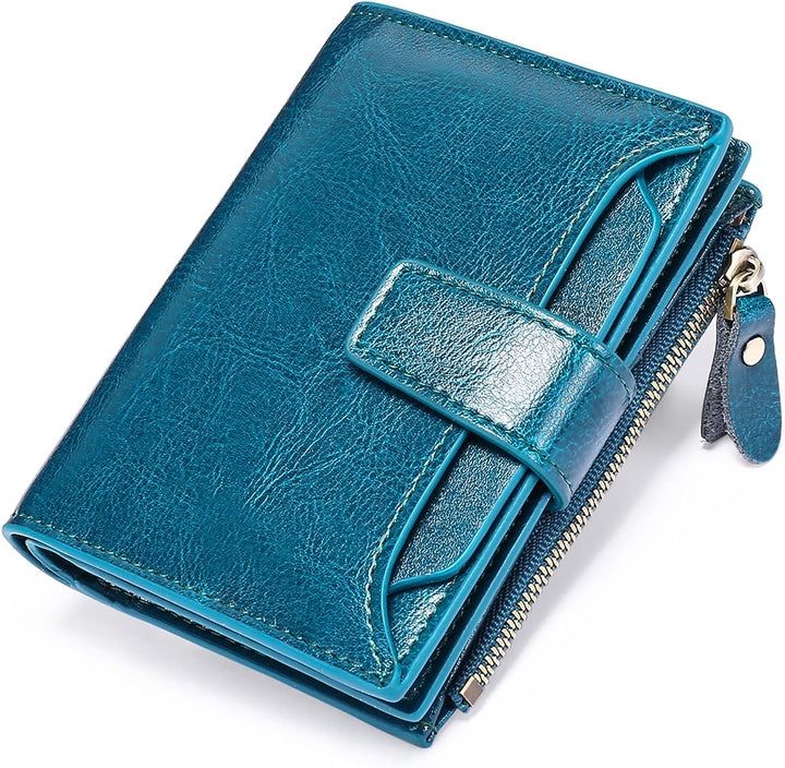Compact Multi-Functional Leather Wallet – RFID Blocking-Peacock Blue-State of Style