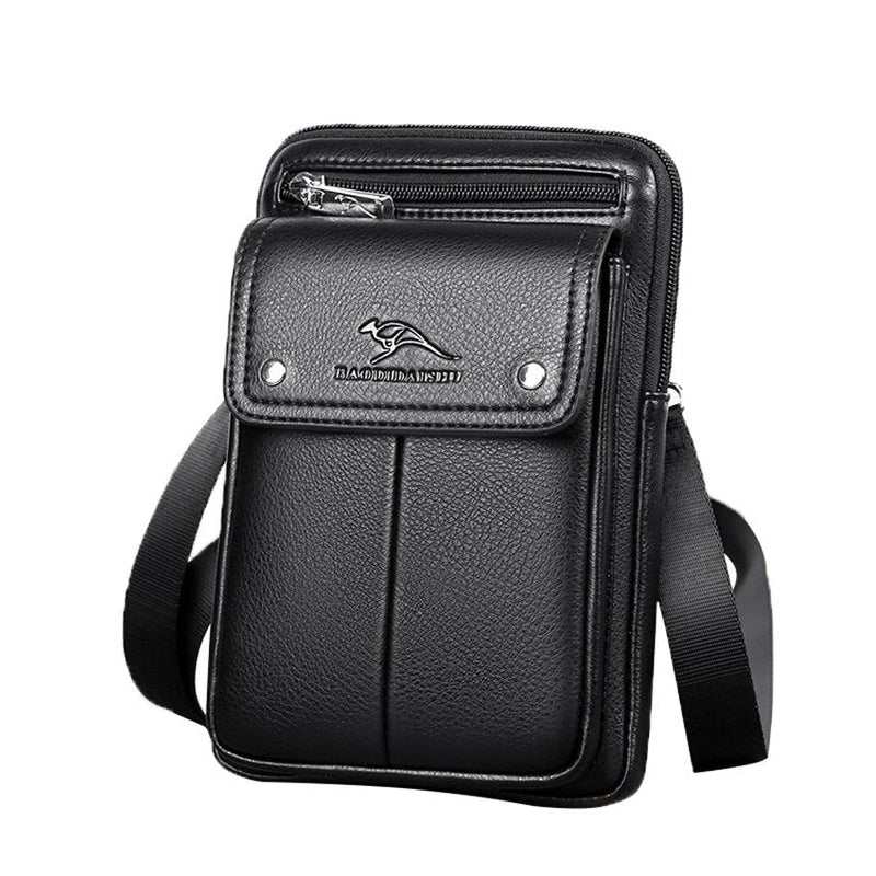 Compact PU Leather Crossbody Bag for Men with Adjustable Strap