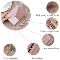 Compact Tassel Zip Wallet – Stylish & Functional Women's Purse-Pink-State of Style