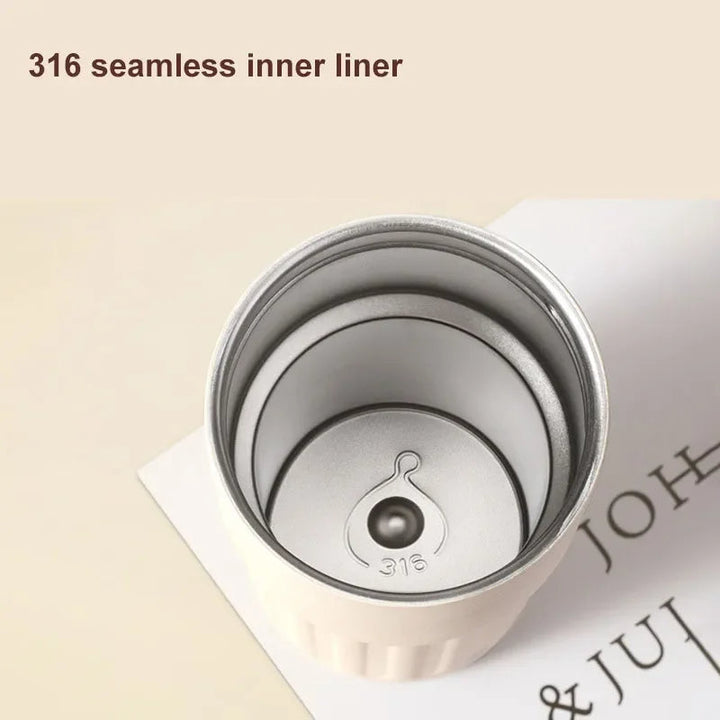 Compact Thermos Cup - ThermoSip-White & Brown-State of Style