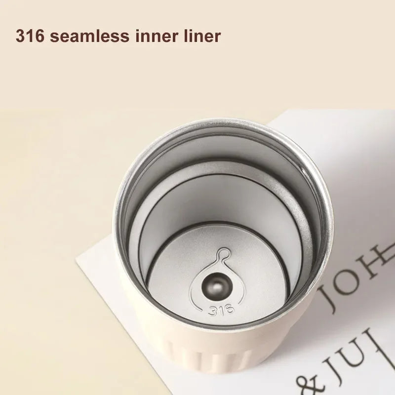 Compact Thermos Cup - ThermoSip-White & Brown-State of Style