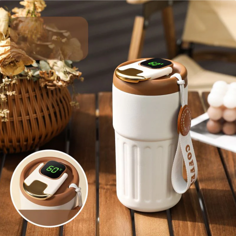 Compact Thermos Mug - ThermoSip-White Brown-State of Style