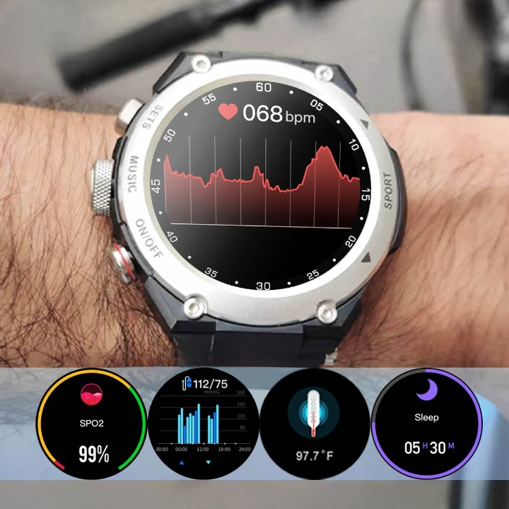 Complete Smartwatch with Integrated Wireless Earbuds - AlphaX-Black-State of Style