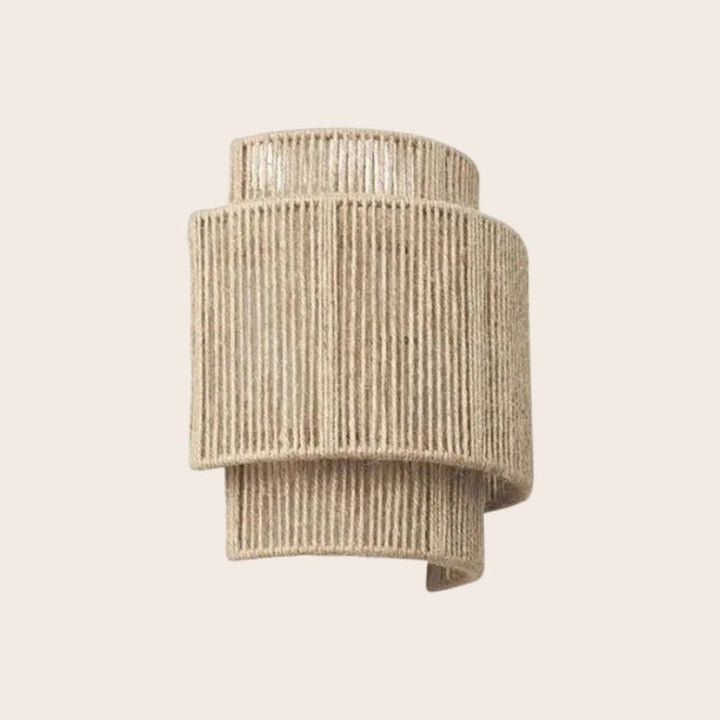 Contemporary Rattan Woven Wall Lamp - WeaveGlow-Beige-State of Style