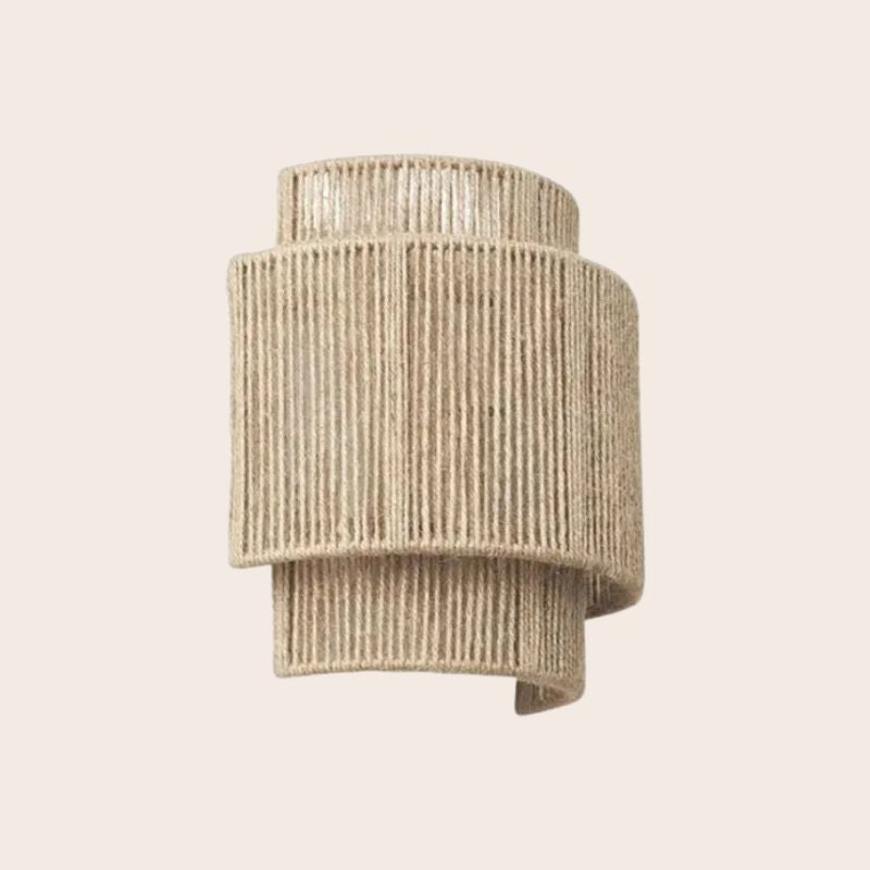 Contemporary Rattan Woven Wall Lamp - WeaveGlow-Beige-State of Style