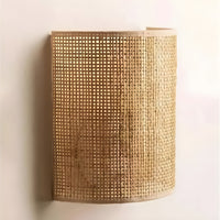 Contemporary Rattan Woven Wall Lamp - WeaveGlow-Light brown-State of Style