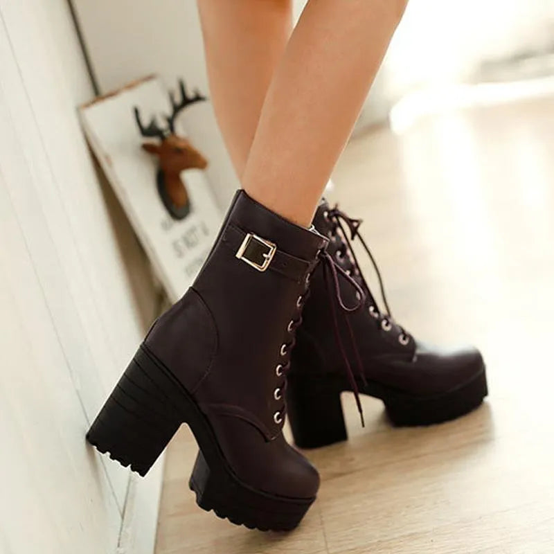 Cool Lace-up Shoes with Buckle and Profile Sole - Luna-Brown-3.0-State of Style