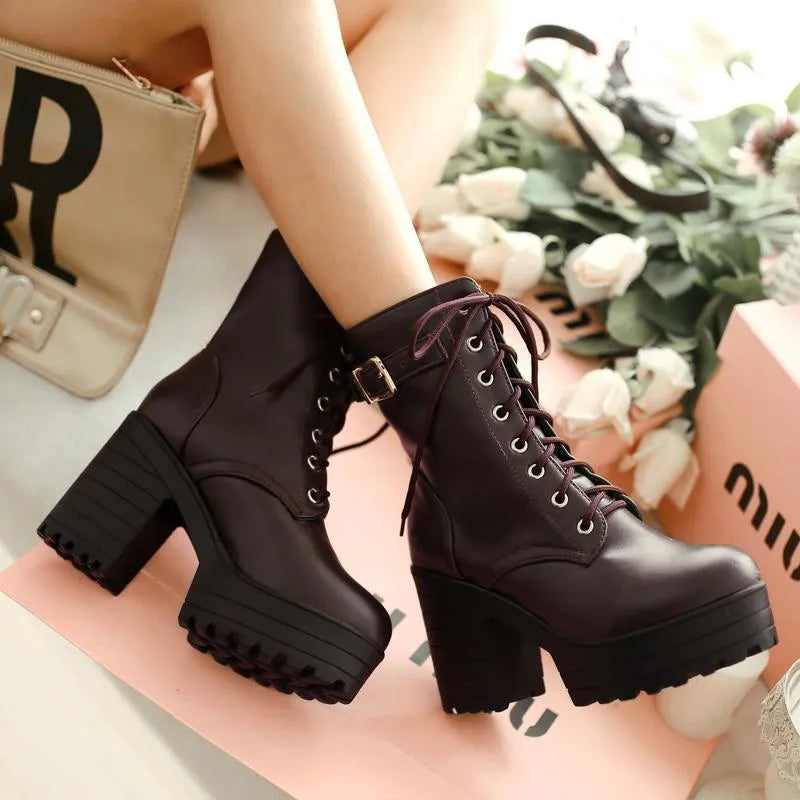 Cool Lace-up Shoes with Buckle and Profile Sole - Luna-Brown-3.0-State of Style