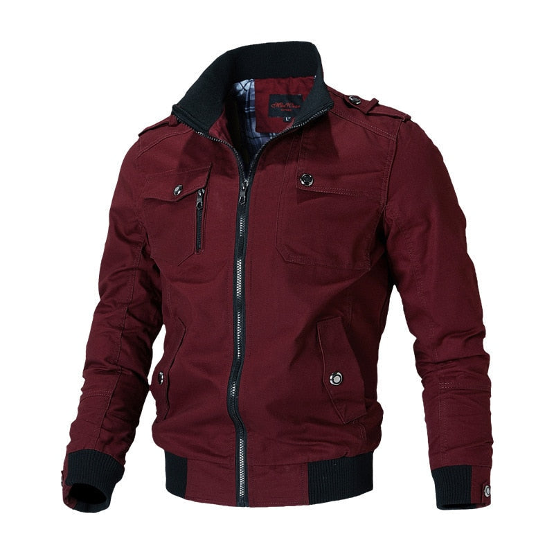 Cool Men's Bomber Jacket - Aiden-Red-M-State of Style