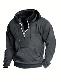 Cool Men's Half-Zip Hoodie - Archer-Dark Grey-M-State of Style