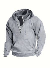 Cool Men's Half-Zip Hoodie - Archer-Light Grey-M-State of Style