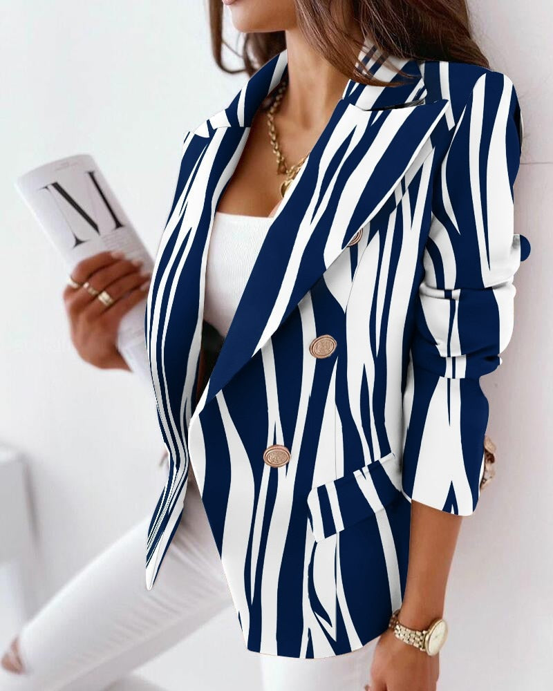 CoolBlazer | Women's Tailored Blazer-Dark Blue-S-State of Style