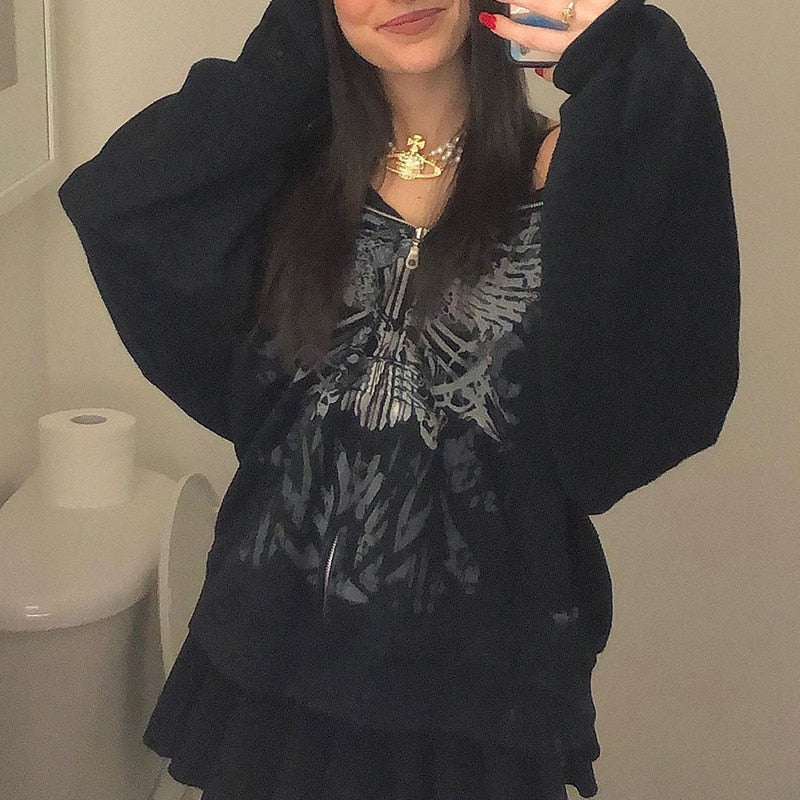 CoolHoodie | Hoodie for Women-Black with Butterflies-S-State of Style