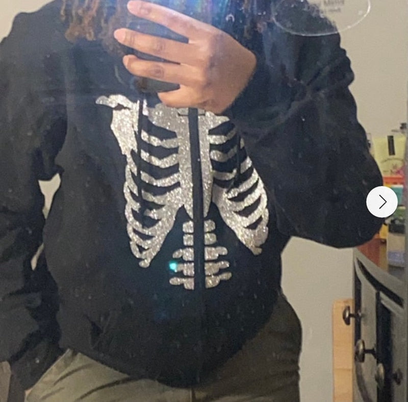 CoolHoodie | Hoodie for Women-Black with Skeleton-S-State of Style