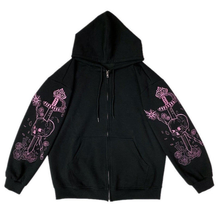 CoolHoodie | Hoodie for Women-Black with Skull-S-State of Style