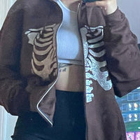 CoolHoodie | Hoodie for Women-Brown with Skeleton-S-State of Style