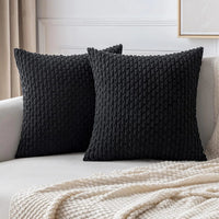 Corduroy Cushion Covers with Boho Style – Velvia-Black-40x40CM-State of Style