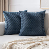 Corduroy Cushion Covers with Boho Style – Velvia-Dark blue-40x40CM-State of Style