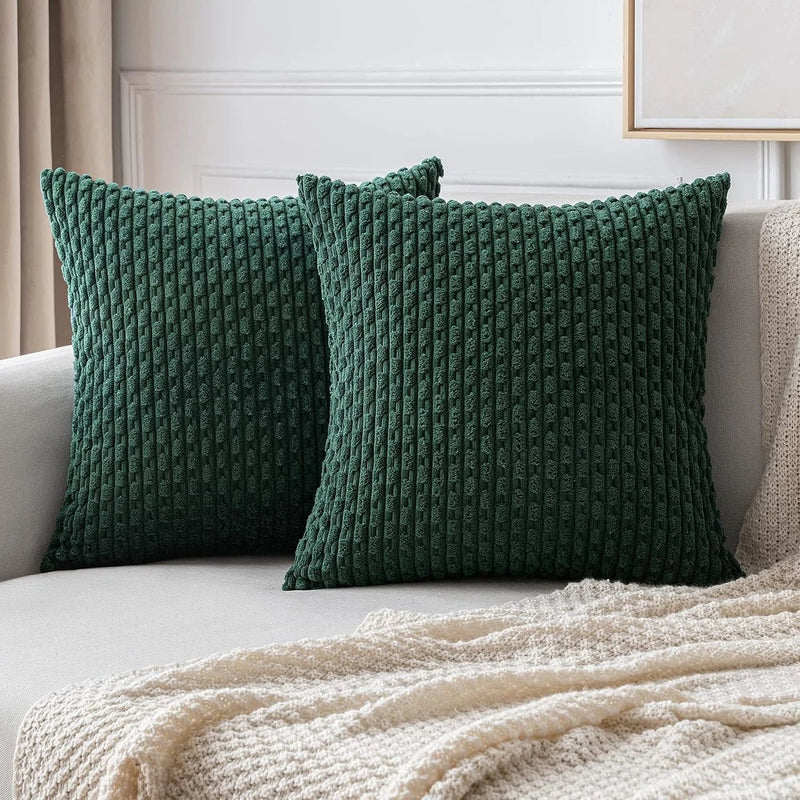 Corduroy Cushion Covers with Boho Style – Velvia-Dark green-40x40CM-State of Style