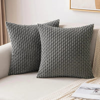Corduroy Cushion Covers with Boho Style – Velvia-Dark grey-40x40CM-State of Style