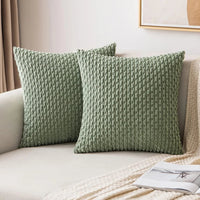 Corduroy Cushion Covers with Boho Style – Velvia-Green-40x40CM-State of Style