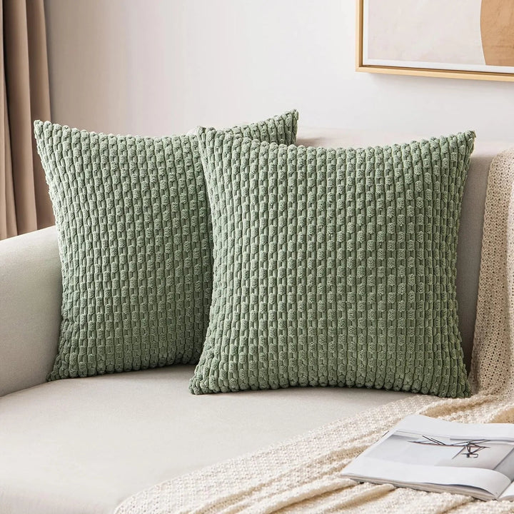Corduroy Cushion Covers with Boho Style – Velvia-Green-40x40CM-State of Style