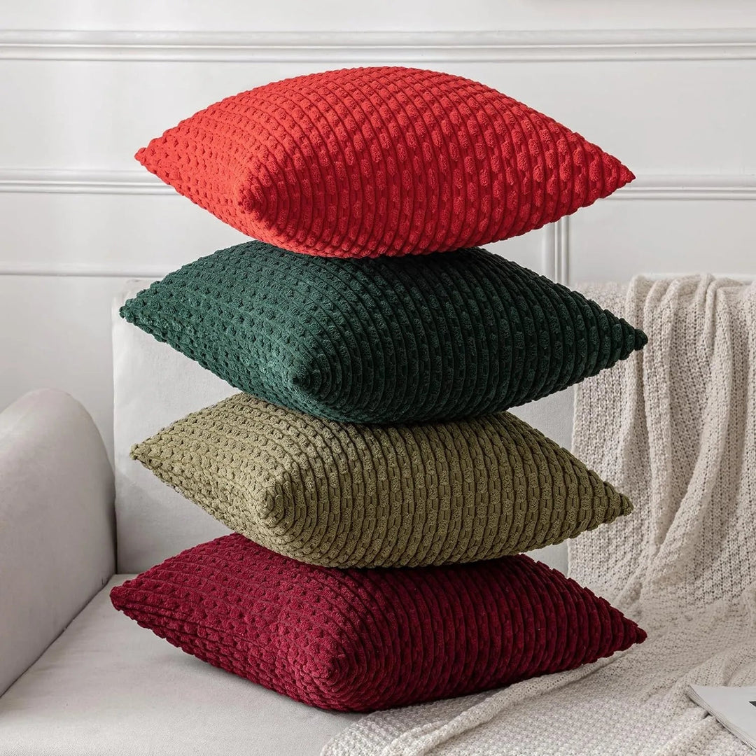 Corduroy Cushion Covers with Boho Style – Velvia-Khaki-40x40CM-State of Style