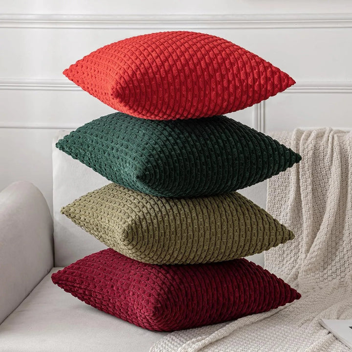Corduroy Cushion Covers with Boho Style – Velvia-Khaki-40x40CM-State of Style