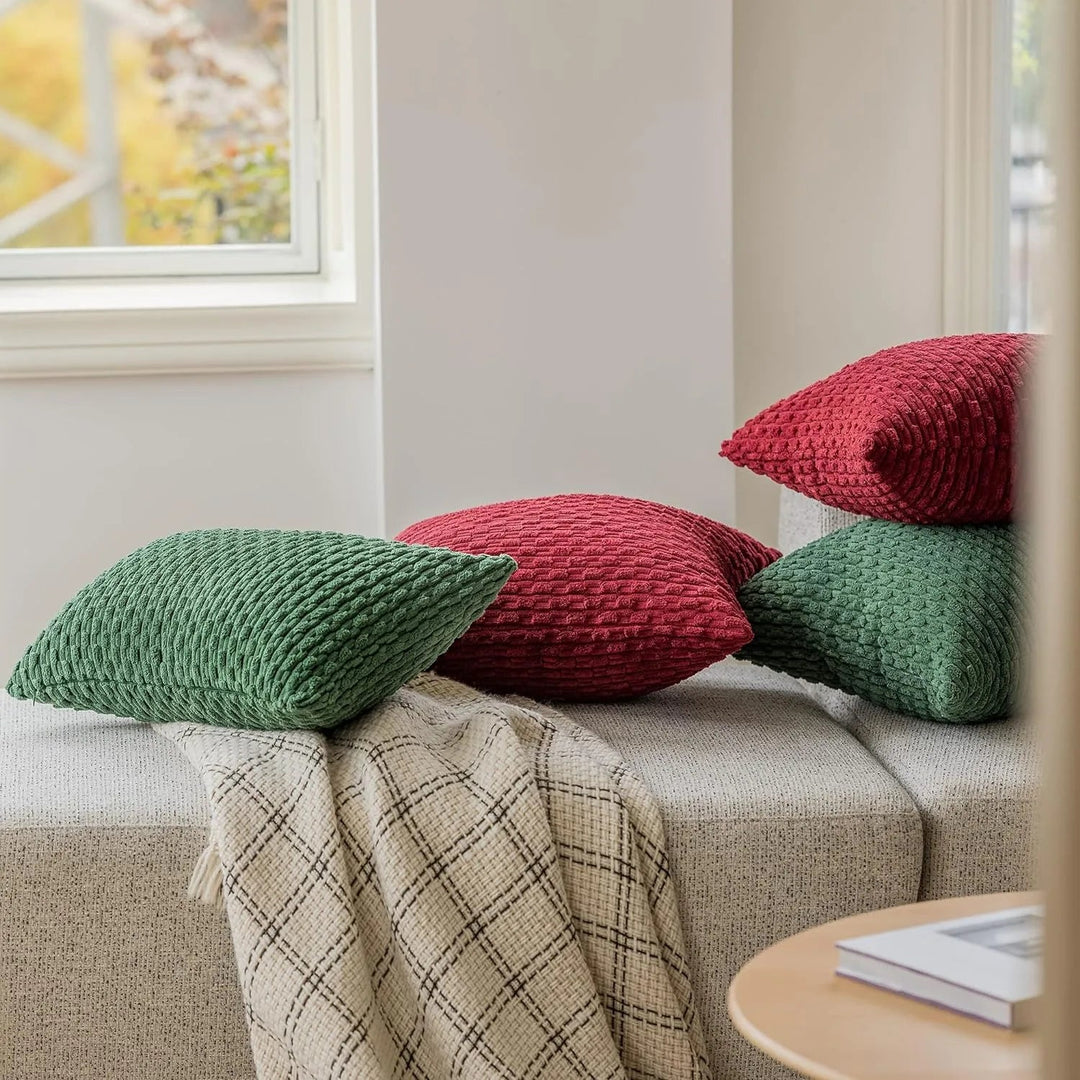 Corduroy Cushion Covers with Boho Style – Velvia-Khaki-40x40CM-State of Style