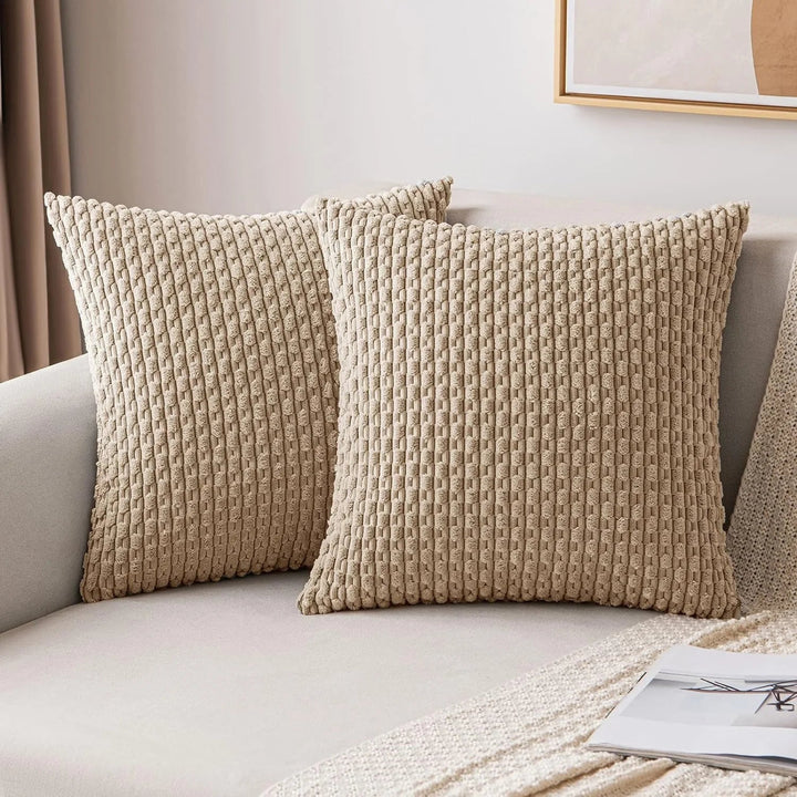 Corduroy Cushion Covers with Boho Style – Velvia-Khaki-40x40CM-State of Style
