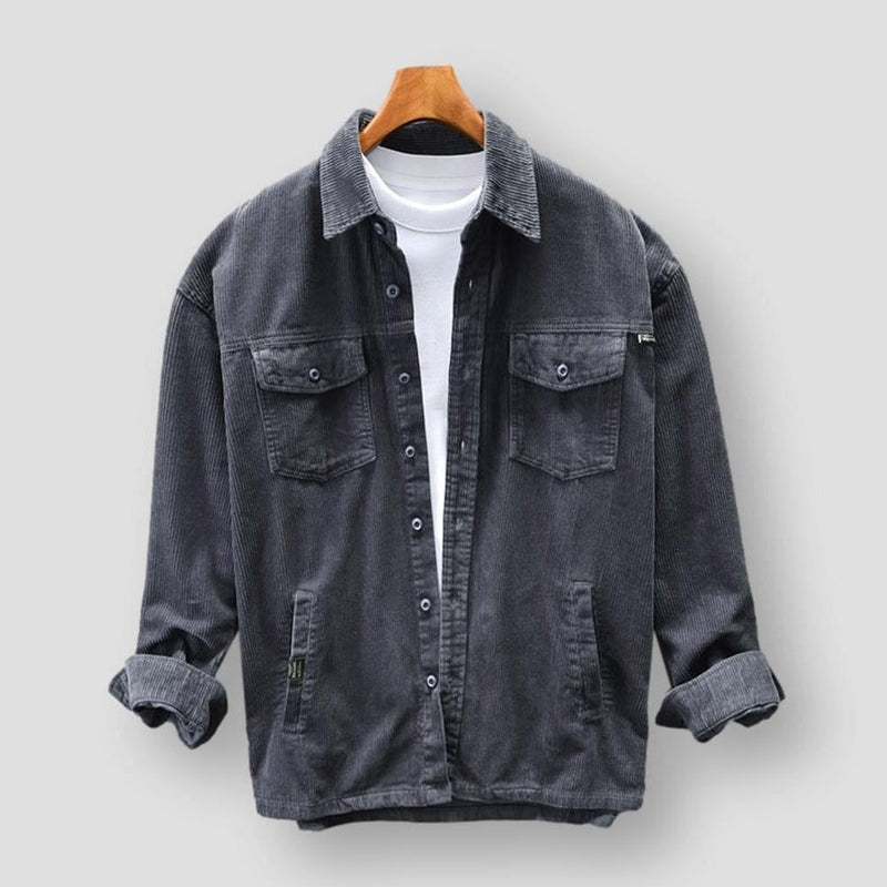 Corduroy Men's Shirt - David-Grey-S-State of Style