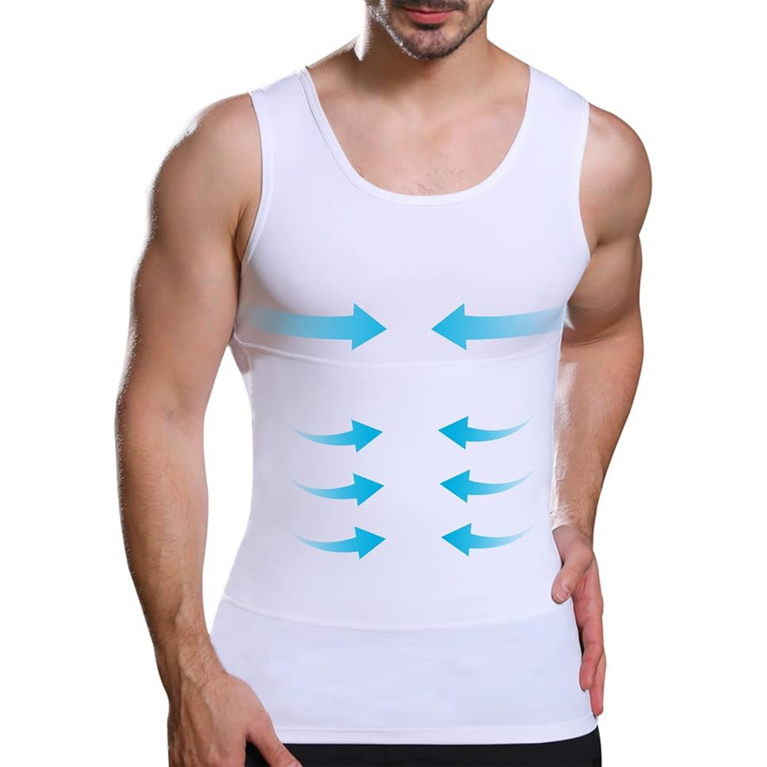 Corrective Shirt with Shaping Effect – Noah-White-M (50-65kg)-State of Style