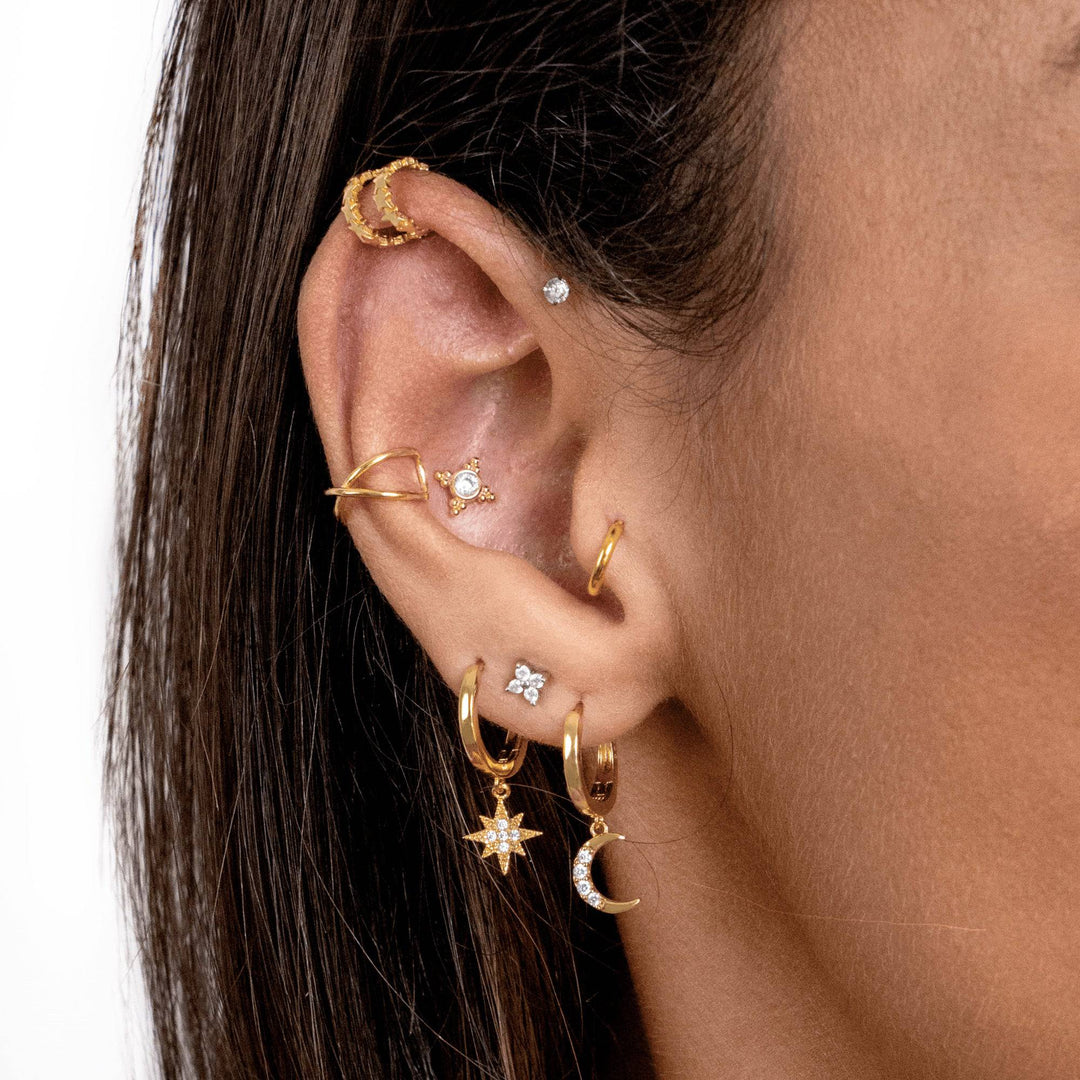 Cosmica Moon & Star Earrings-Gold-State of Style