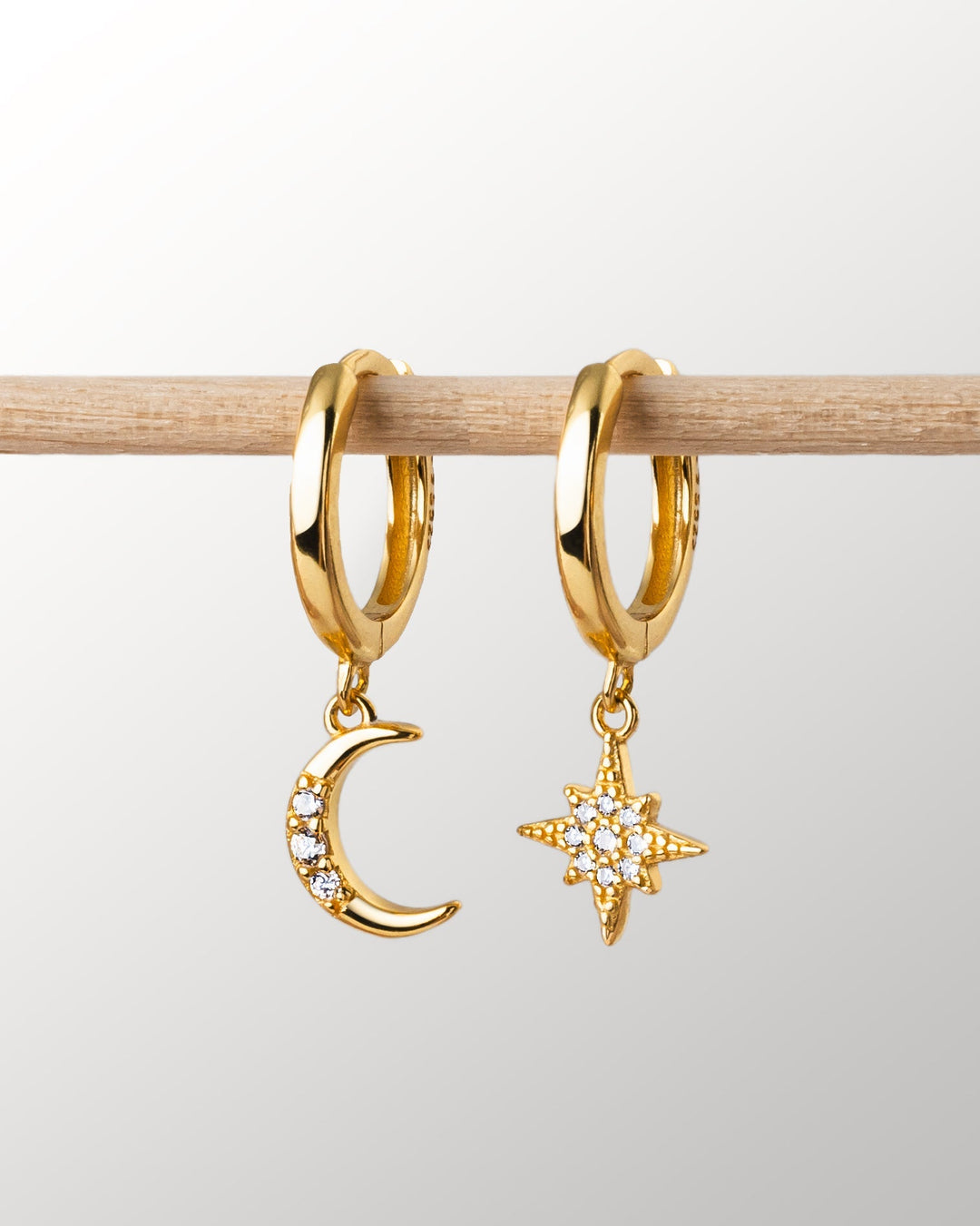 Cosmica Moon & Star Earrings-Gold-State of Style