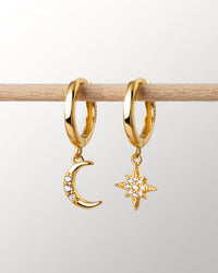 Cosmica Moon & Star Earrings-Gold-State of Style