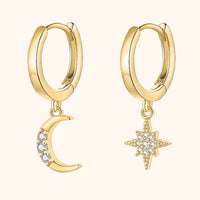 Cosmica Moon & Star Earrings-Gold-State of Style