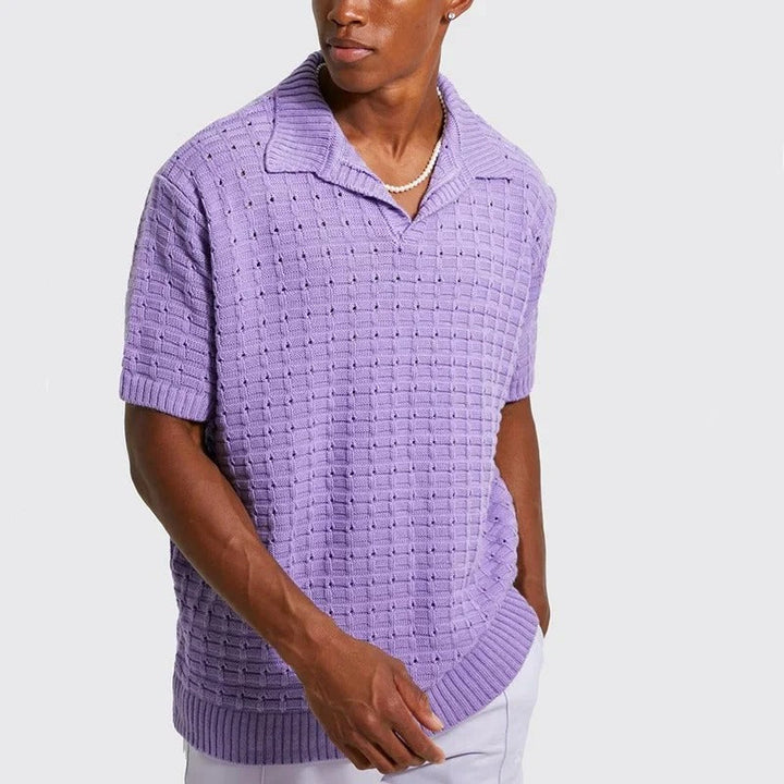 Cosmo Oversized Polo | Men’s Knitted Polo Shirt-Purple-M-State of Style