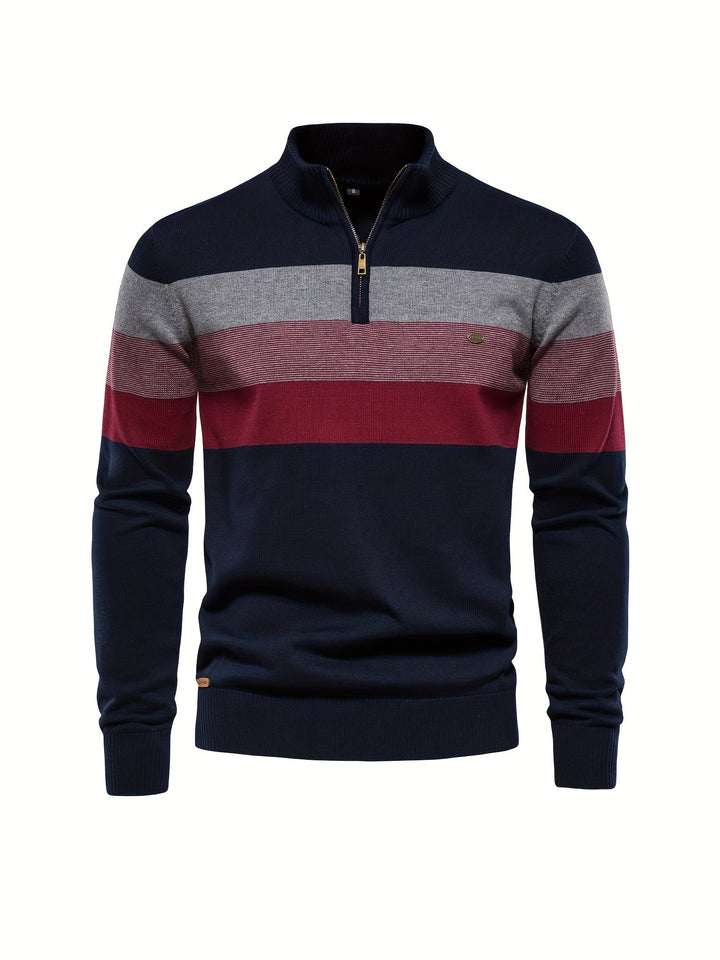 Cotton Knit Men's Sweater - Wyatt-Dark blue-S-State of Style