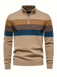 Cotton Knitted Men's Sweater - Wyatt-Khaki-S-State of Style