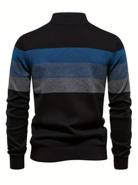 Cotton Knitted Men's Sweater - Wyatt-Navy Blue-S-State of Style